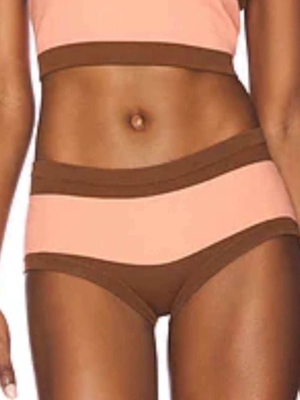 Tropic of C Ballet Brief Bikini Bottoms in Pink/Brown Stripe SZ S NWT